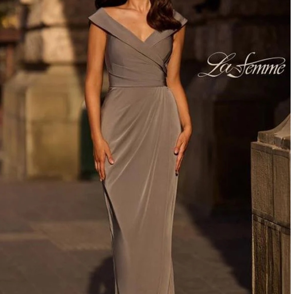 LaFemme NWT 25206 Mothers Dress PEWTER Maxi Dress
